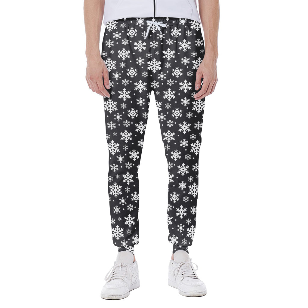 White And Grey Snowflake Pattern Print Scuba Joggers