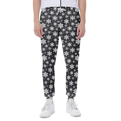 White And Grey Snowflake Pattern Print Scuba Joggers