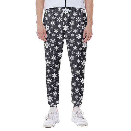 White And Grey Snowflake Pattern Print Scuba Joggers