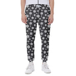 White And Grey Snowflake Pattern Print Scuba Joggers