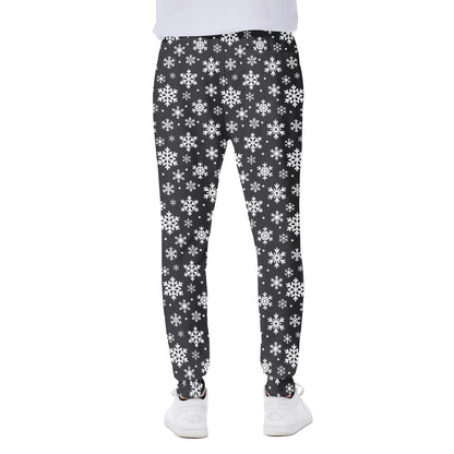 White And Grey Snowflake Pattern Print Scuba Joggers