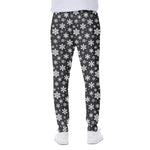 White And Grey Snowflake Pattern Print Scuba Joggers
