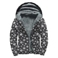 White And Grey Snowflake Pattern Print Sherpa Lined Zip Up Hoodie