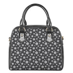 White And Grey Snowflake Pattern Print Shoulder Handbag