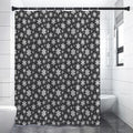 White And Grey Snowflake Pattern Print Shower Curtain