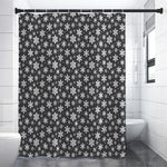 White And Grey Snowflake Pattern Print Shower Curtain