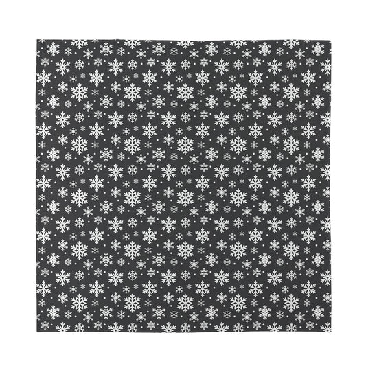 White And Grey Snowflake Pattern Print Silk Bandana