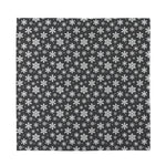 White And Grey Snowflake Pattern Print Silk Bandana