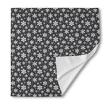White And Grey Snowflake Pattern Print Silk Bandana