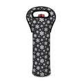 White And Grey Snowflake Pattern Print Single Neoprene Wine Tote