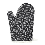 White And Grey Snowflake Pattern Print Single Oven Mitt