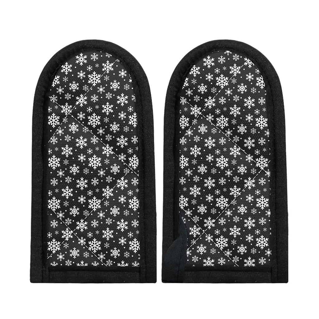 White And Grey Snowflake Pattern Print Skillet Handle Cover