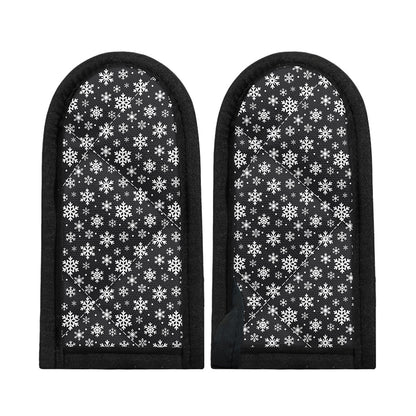 White And Grey Snowflake Pattern Print Skillet Handle Cover