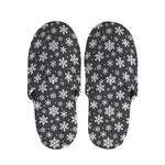 White And Grey Snowflake Pattern Print Slippers