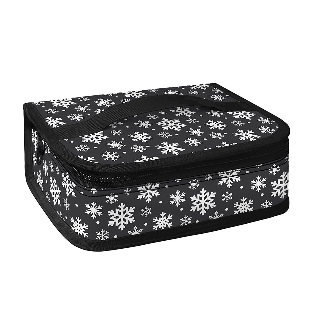 White And Grey Snowflake Pattern Print Small Lunch Bag