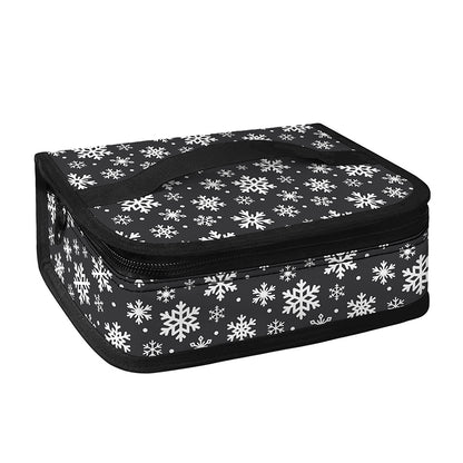 White And Grey Snowflake Pattern Print Small Lunch Bag