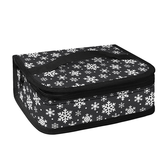 White And Grey Snowflake Pattern Print Small Lunch Bag