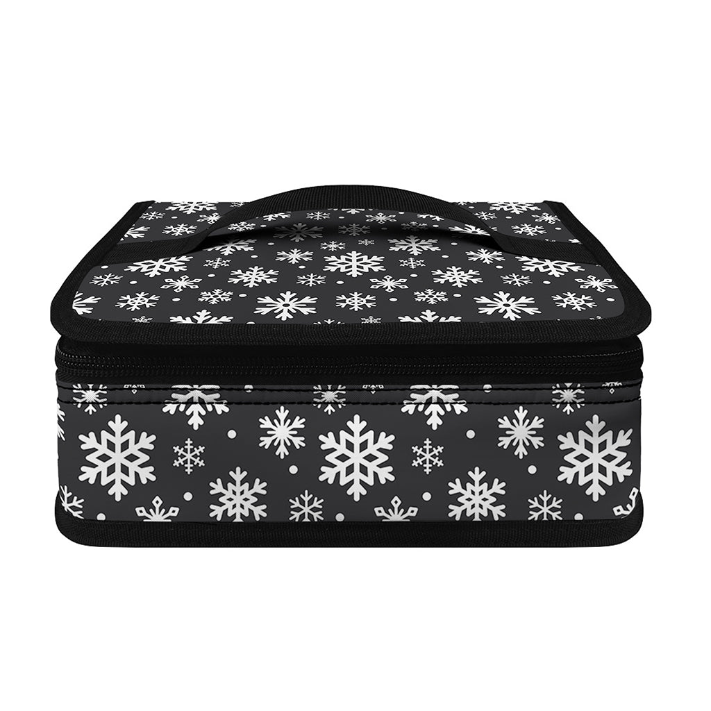 White And Grey Snowflake Pattern Print Small Lunch Bag