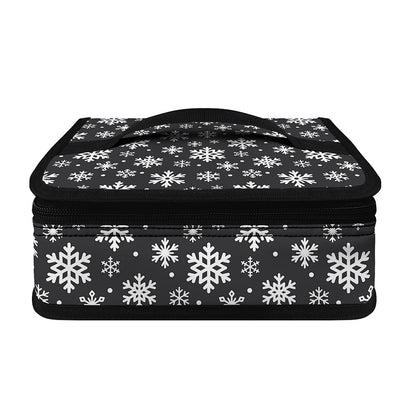 White And Grey Snowflake Pattern Print Small Lunch Bag