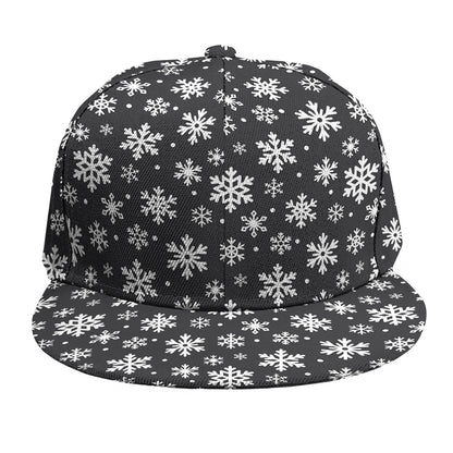 White And Grey Snowflake Pattern Print Snapback Cap