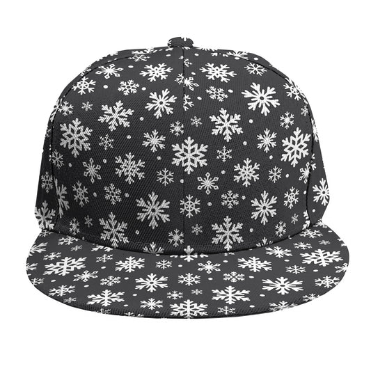 White And Grey Snowflake Pattern Print Snapback Cap