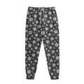 White And Grey Snowflake Pattern Print Sweatpants