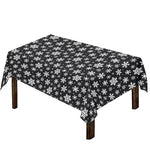 White And Grey Snowflake Pattern Print Tablecloth