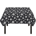 White And Grey Snowflake Pattern Print Tablecloth