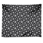White And Grey Snowflake Pattern Print Tapestry