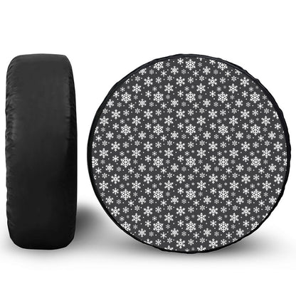 White And Grey Snowflake Pattern Print Tire Cover