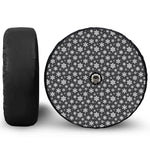 White And Grey Snowflake Pattern Print Tire Cover With Camera Hole