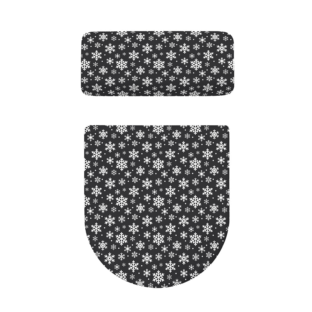 White And Grey Snowflake Pattern Print Toilet Lid And Tank Cover Set
