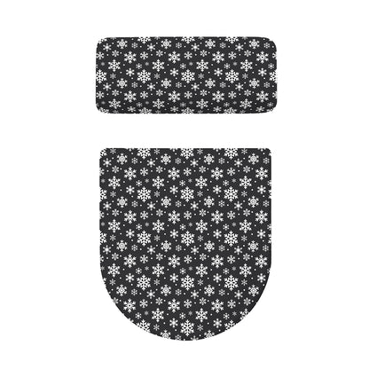 White And Grey Snowflake Pattern Print Toilet Lid And Tank Cover Set