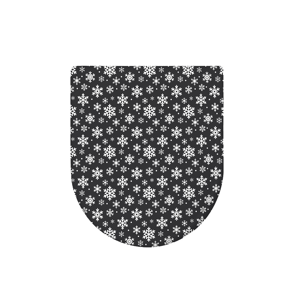 White And Grey Snowflake Pattern Print Toilet Lid Cover