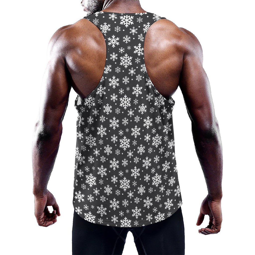 White And Grey Snowflake Pattern Print Training Tank Top