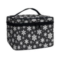 White And Grey Snowflake Pattern Print Travel Makeup Bag