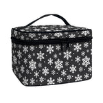 White And Grey Snowflake Pattern Print Travel Makeup Bag