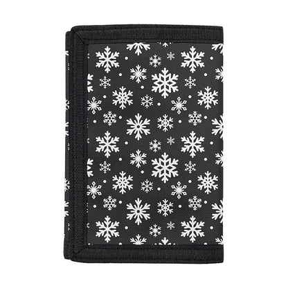 White And Grey Snowflake Pattern Print Trifold Wallet