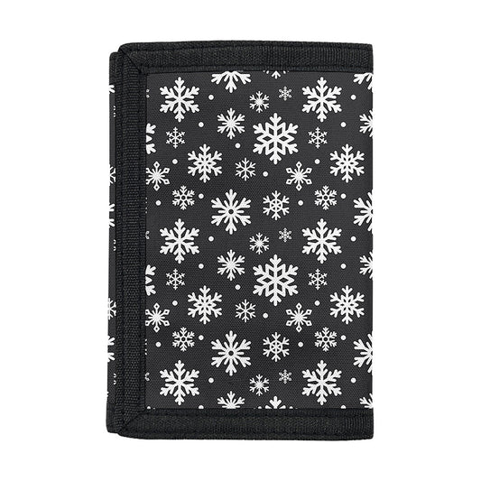 White And Grey Snowflake Pattern Print Trifold Wallet