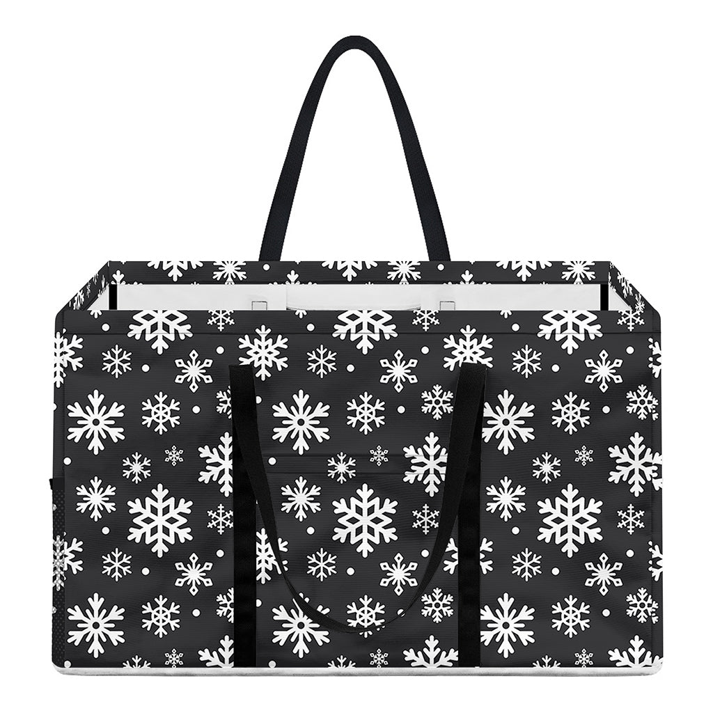 White And Grey Snowflake Pattern Print Utility Tote Bag