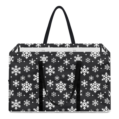 White And Grey Snowflake Pattern Print Utility Tote Bag