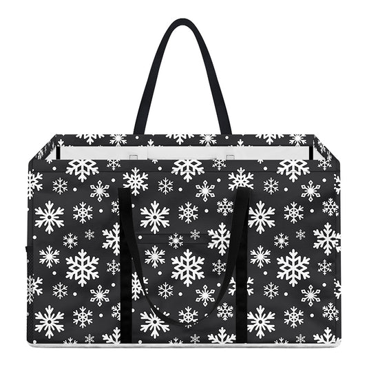 White And Grey Snowflake Pattern Print Utility Tote Bag