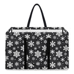 White And Grey Snowflake Pattern Print Utility Tote Bag