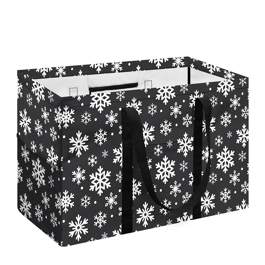 White And Grey Snowflake Pattern Print Utility Tote Bag