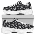White And Grey Snowflake Pattern Print White Chunky Shoes