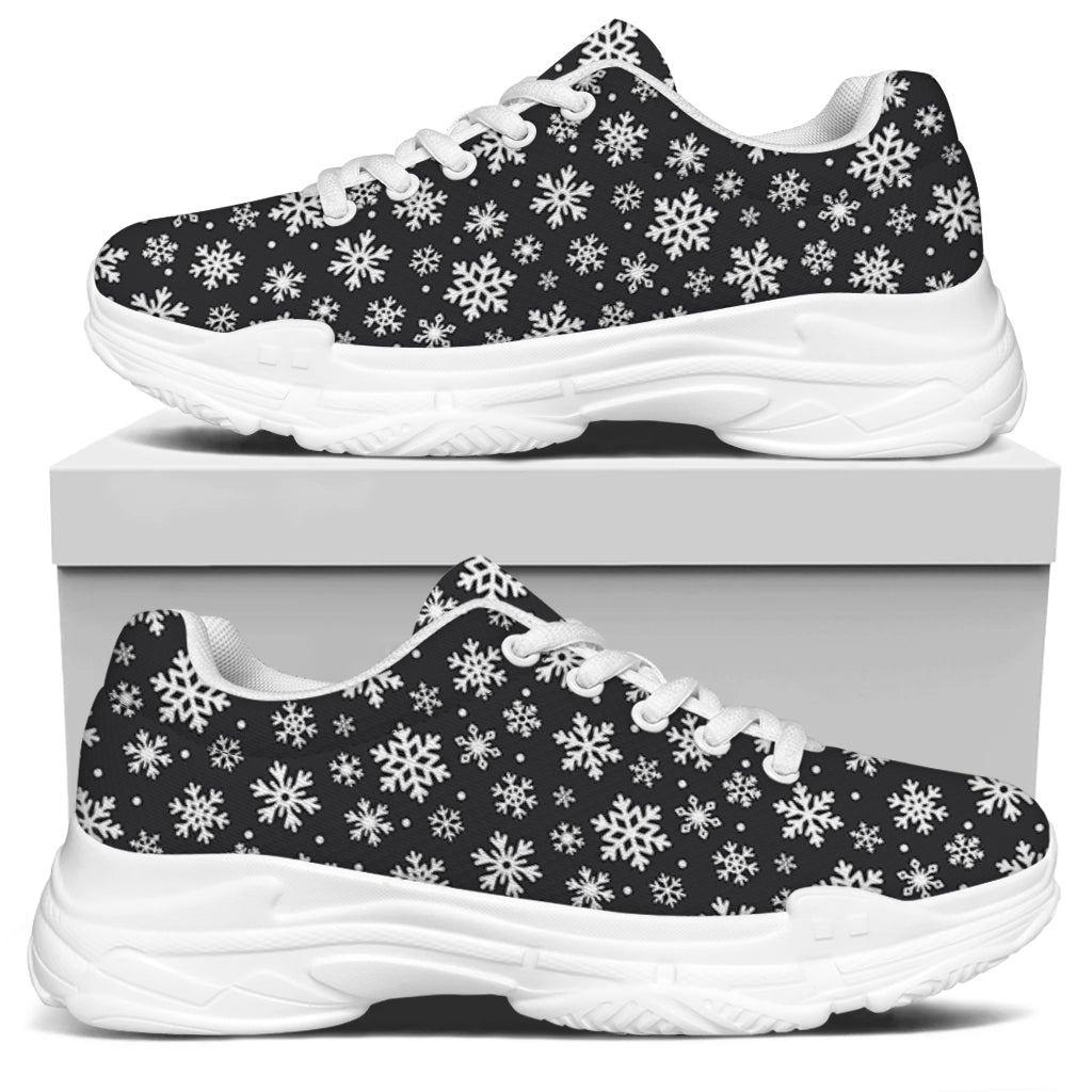 White And Grey Snowflake Pattern Print White Chunky Shoes