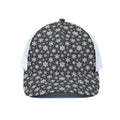White And Grey Snowflake Pattern Print White Mesh Trucker Hat