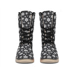 White And Grey Snowflake Pattern Print Winter Boots