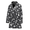 White And Grey Snowflake Pattern Print Women's Bathrobe