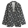 White And Grey Snowflake Pattern Print Women's Blazer